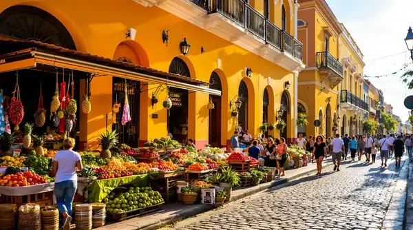 Bustling street market in Cartagena